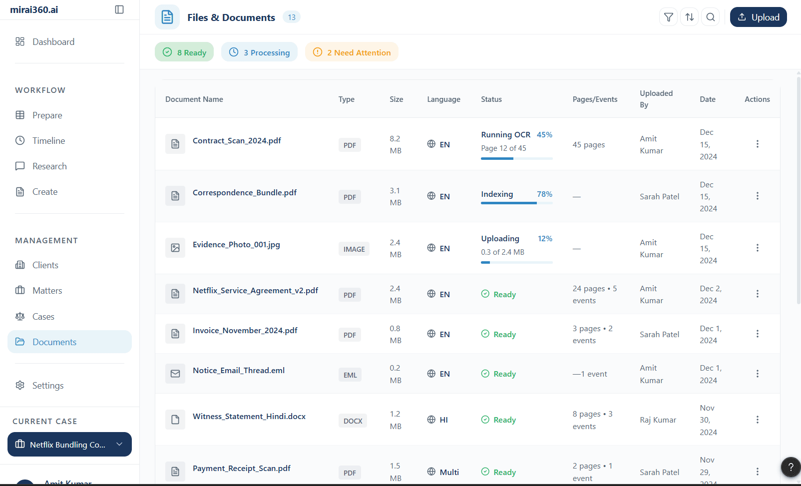 Case Files and Document Management